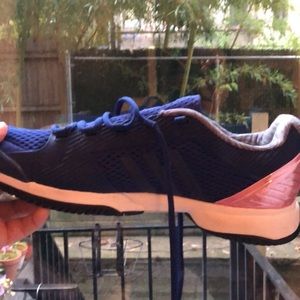Never worn Stella McCartney Navy Blue Adidas with pink